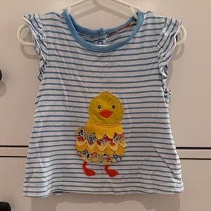 Baby Boden Striped Tee with Colorful Chick